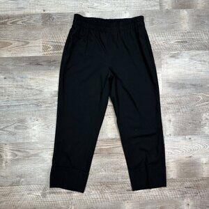 AKRIS Punto Flat Front Cuffed Crop Leg Wool Trouser Black Pants Side Zip Size 8